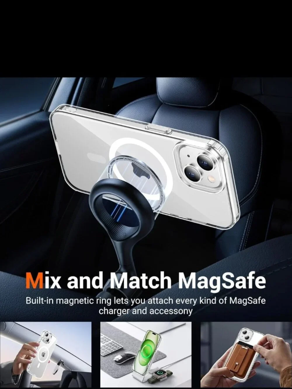 Temdan for iPhone 15 Case Clear, Compatible with Magsafe, Anti-Yellowing, Milit